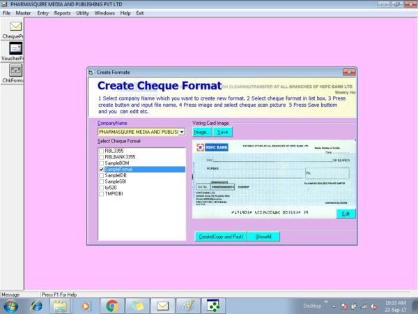 Cheque printing software enables